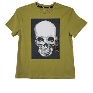 💎443 Art Class Skull Graphic Short Sleeve Green T-Shirt